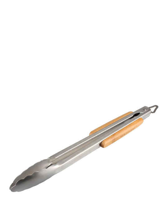 Kitchen Life Stainless Steel Tong with Bamboo Handle - Silver