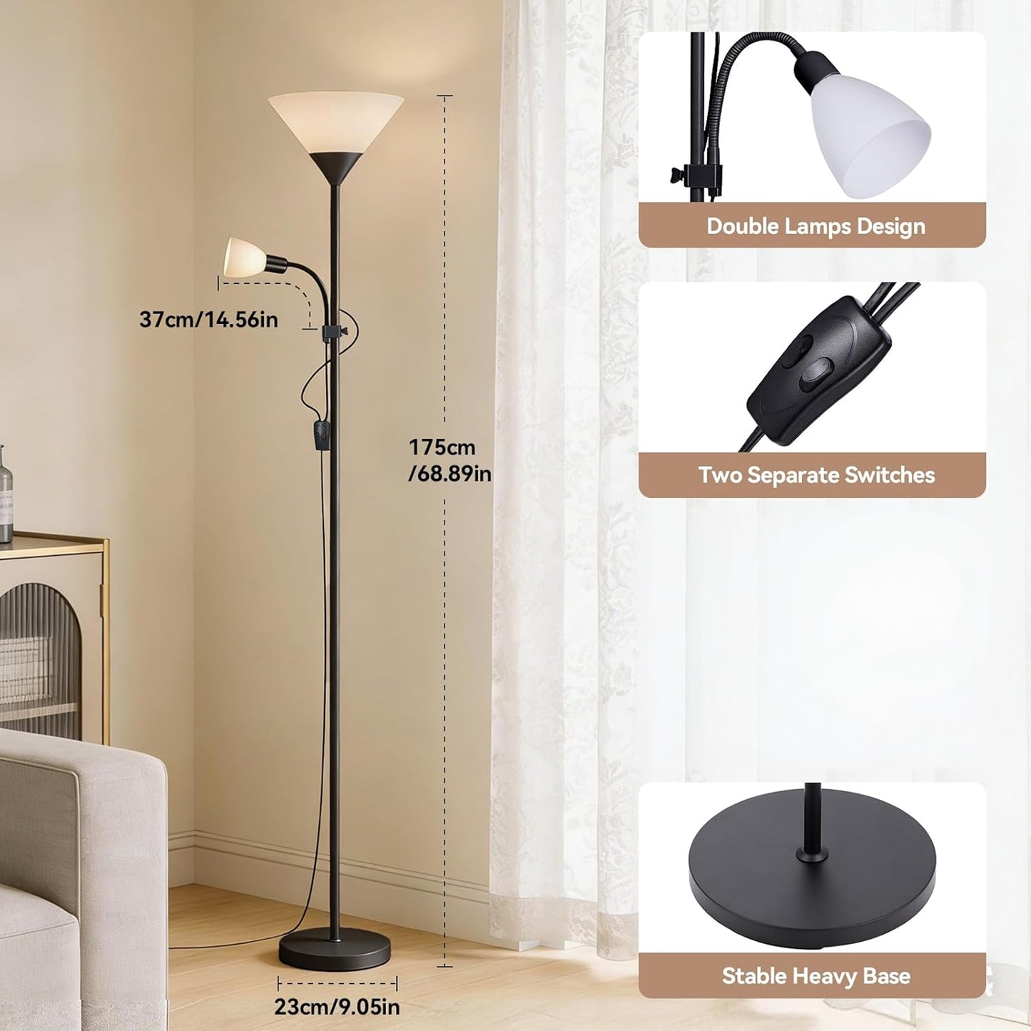 LED Floor Lamp Black & White