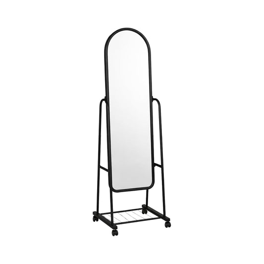 Standing Mirror with Wheels Black