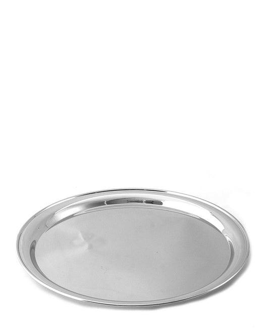Steel King 35cm Round Mirror Rimmed Tray - Silver