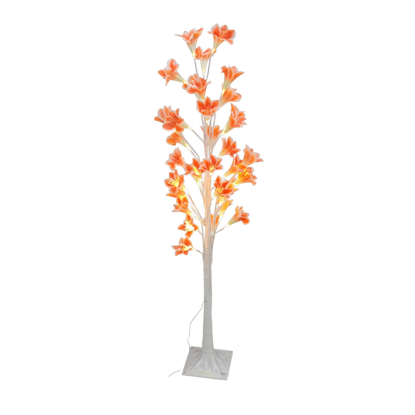 1.2m LED Tree with Flowers Orange & White