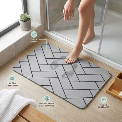 TC Bathroom Mat 39 x 60cm Plaid - Medium Grey