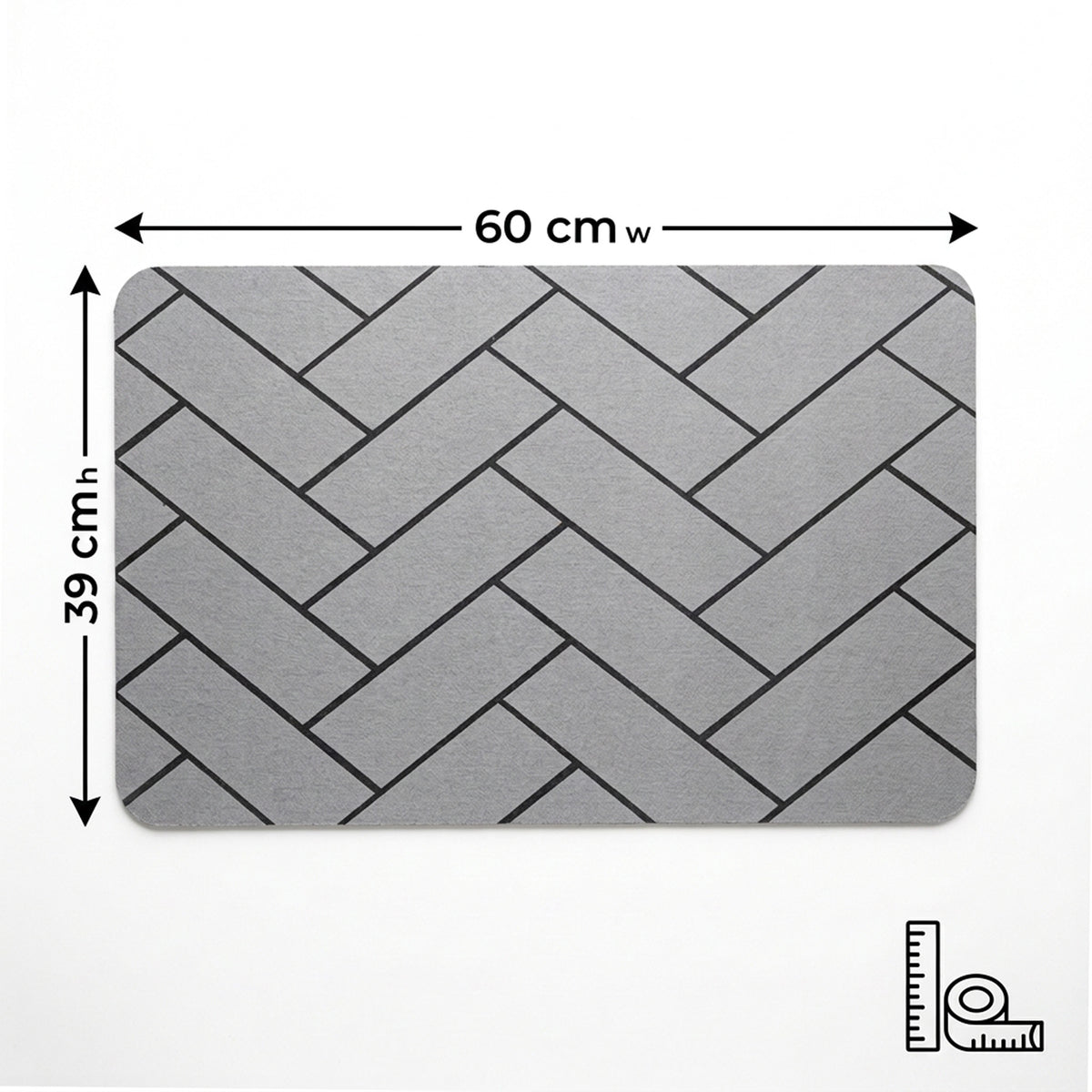TC Bathroom Mat 39 x 60cm Plaid - Medium Grey