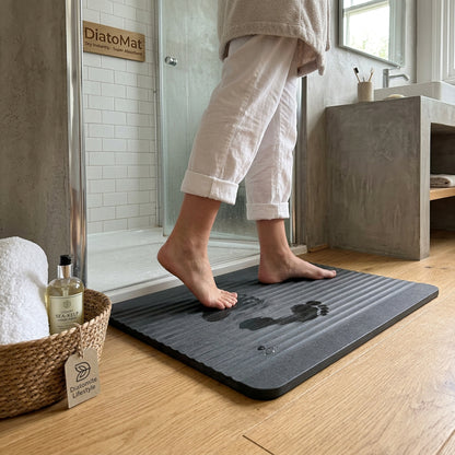 TC Bathroom Mat 39 x 60cm Striped - Dark Grey