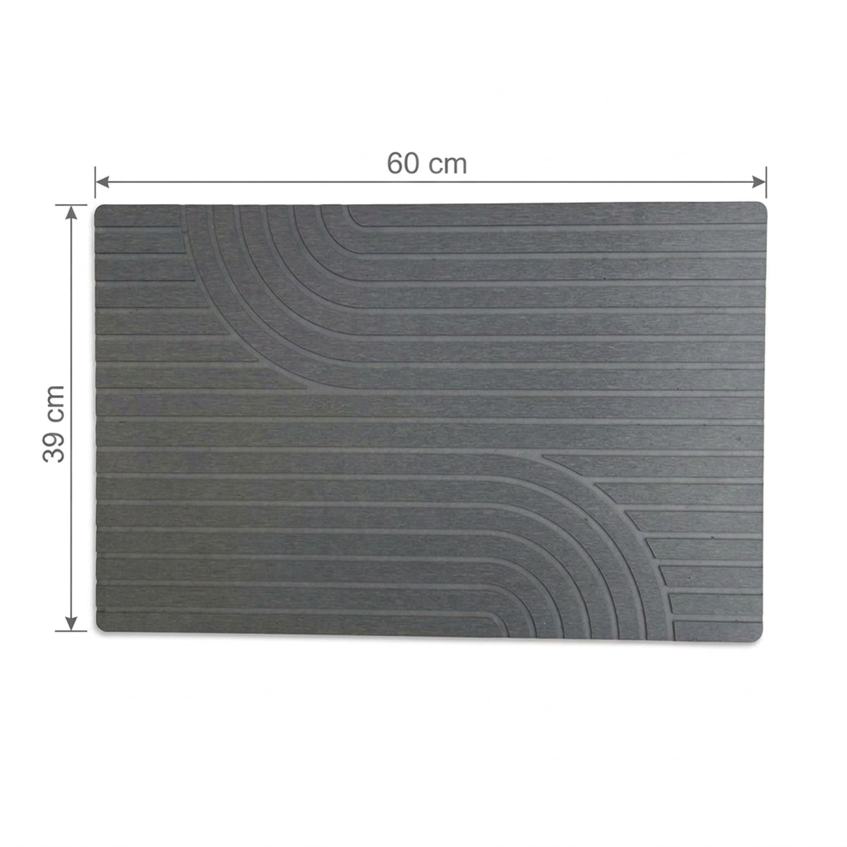 TC Bathroom Mat 39 x 60cm Curved - Medium Grey