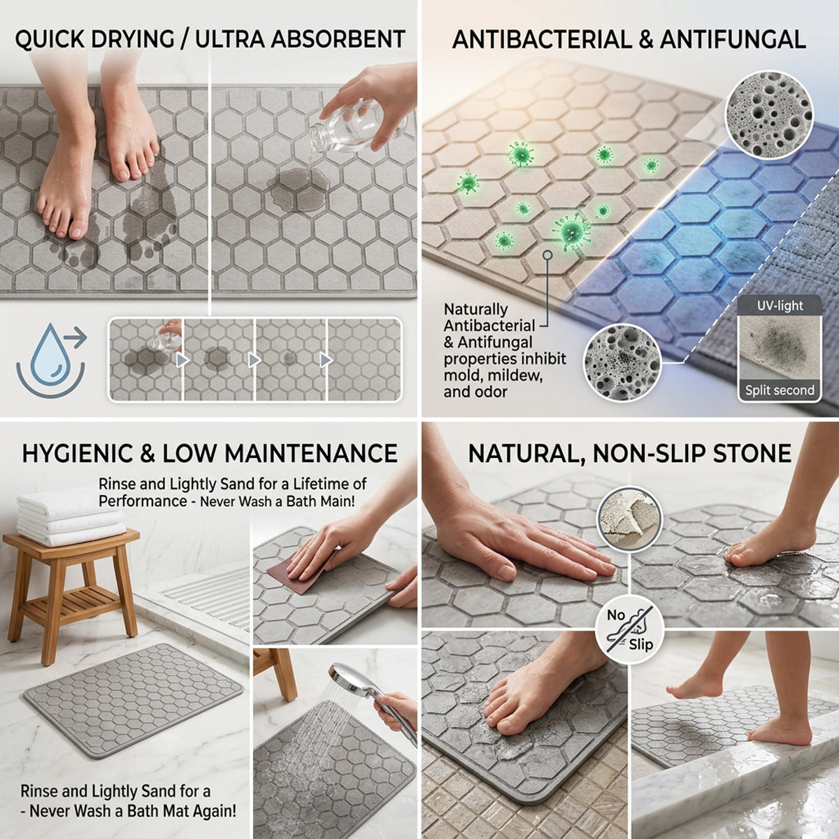 TC Bathroom Mat 39 x 60cm Paved - Medium Grey