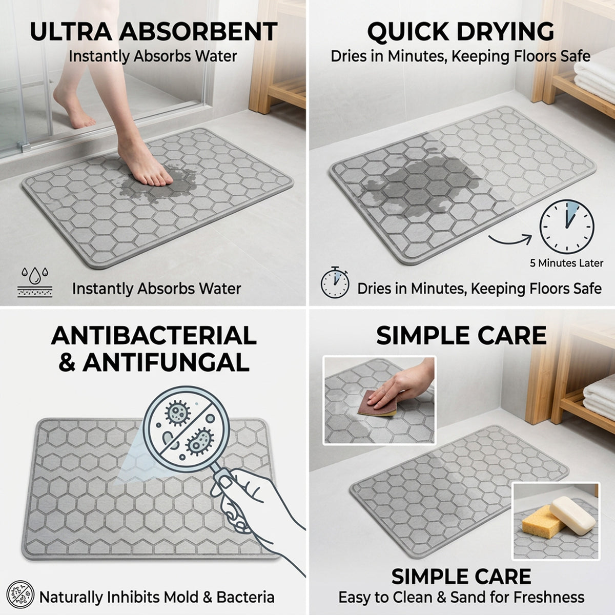 TC Bathroom Mat 39 x 60cm Paved - Medium Grey