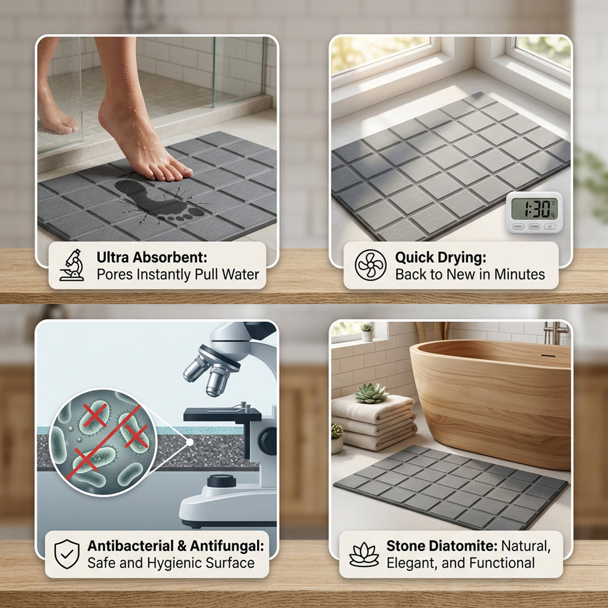 TC Bathroom Mat 39 x 60cm Brick - Dark Grey