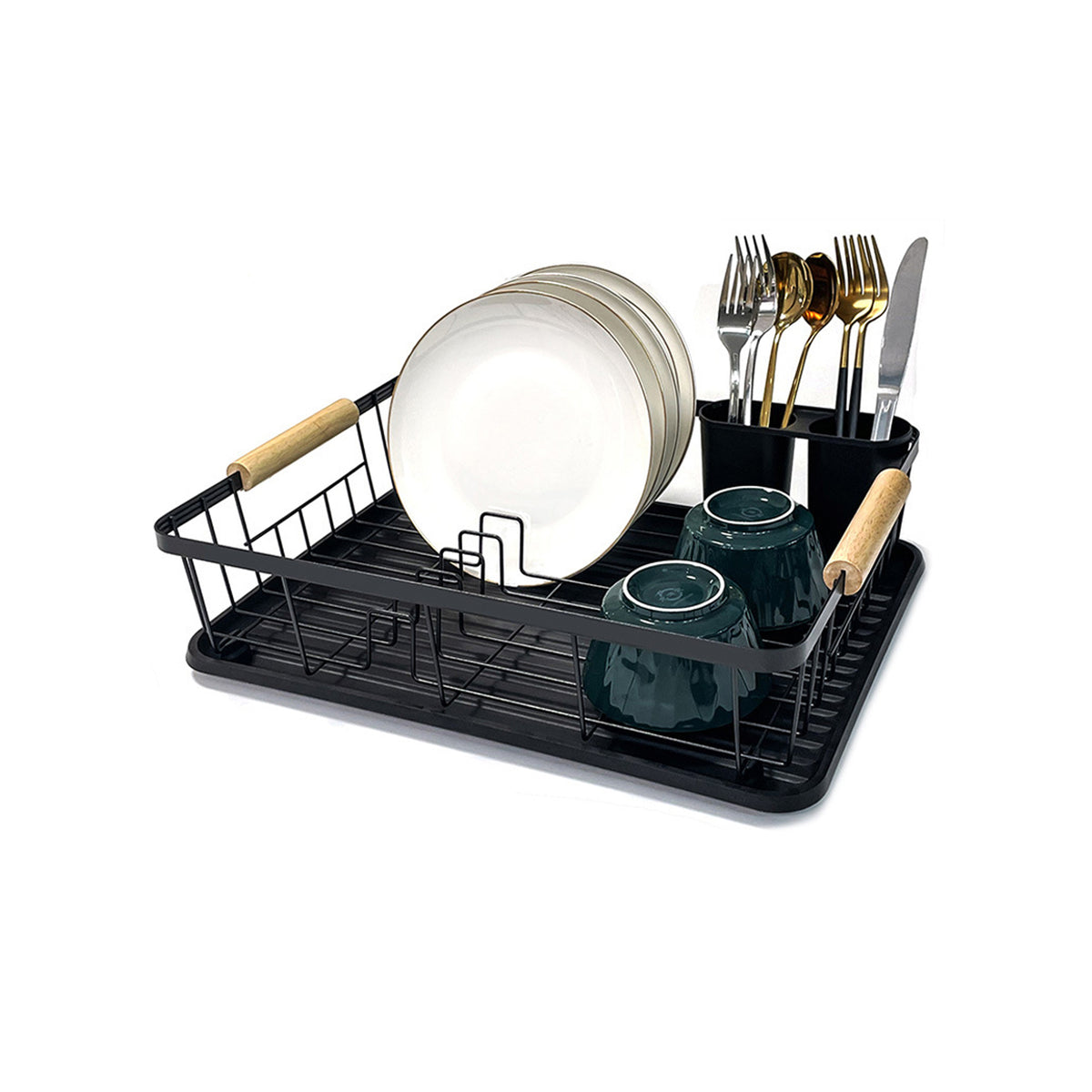 TC Kitchen Dish Rack Single Layer - Black