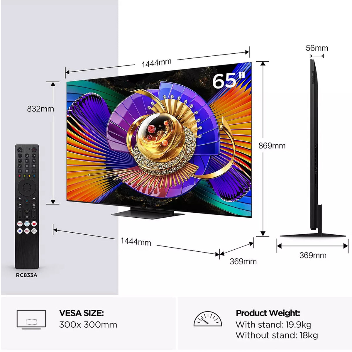 TCL 65" C7L SQD-Mini LED Google TV 144Hz 65C7L