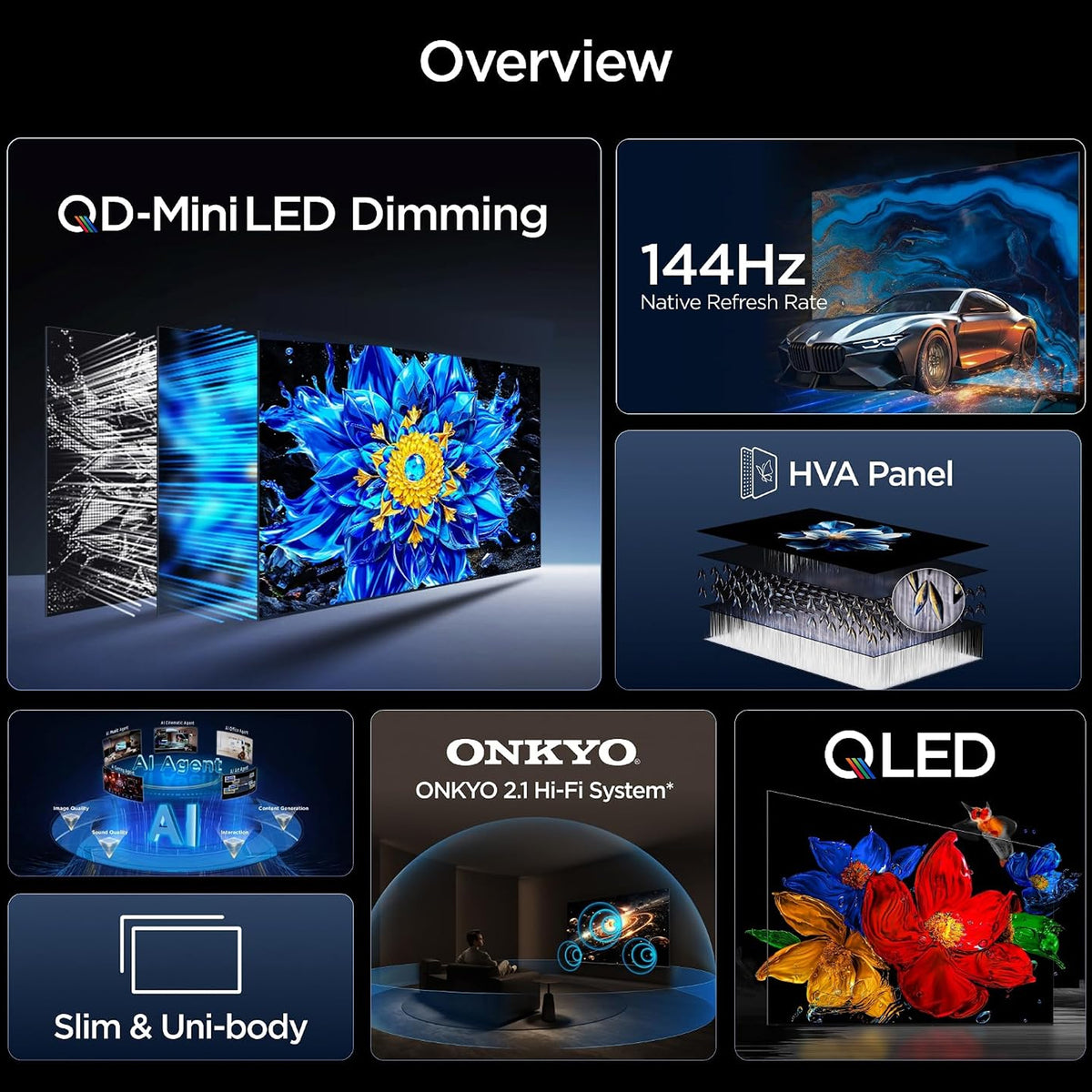 TCL 75" P8L Premium QD-Mini LED Google TV 144Hz 75P8L