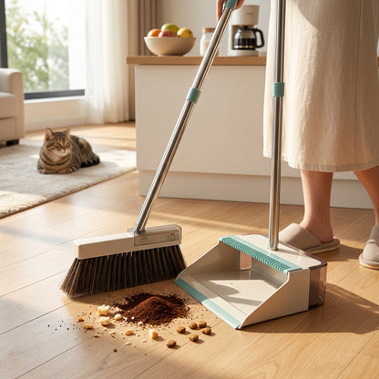 TC Upright Broom & Dustpan Set - Grey