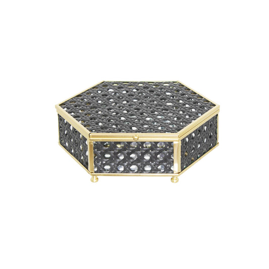 Urban Decor Hexagonal Decorative Storage Box Black & Gold