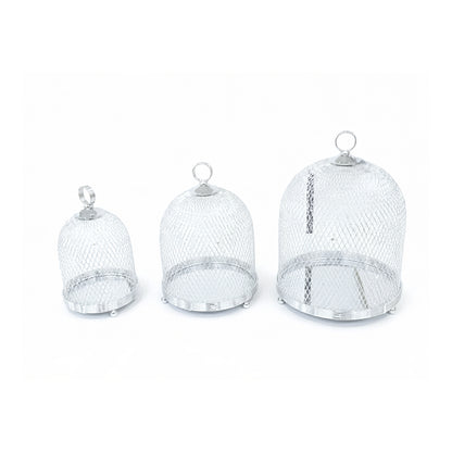 3 Piece Mesh Cake Storage Dome Set Silver