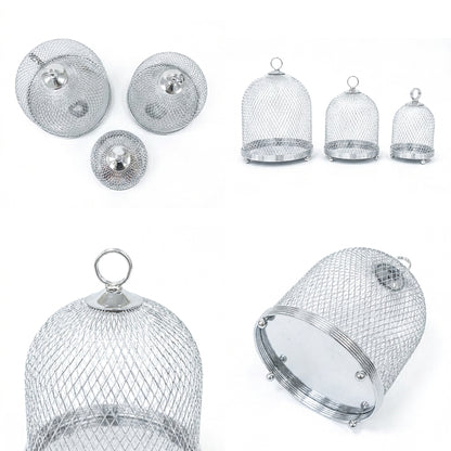 3 Piece Mesh Cake Storage Dome Set Silver