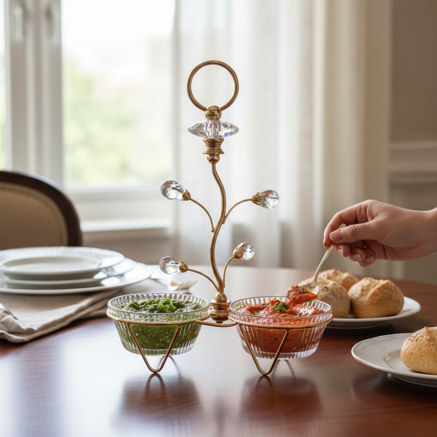 The Venice 2 Piece Snack Bowl Set Gold