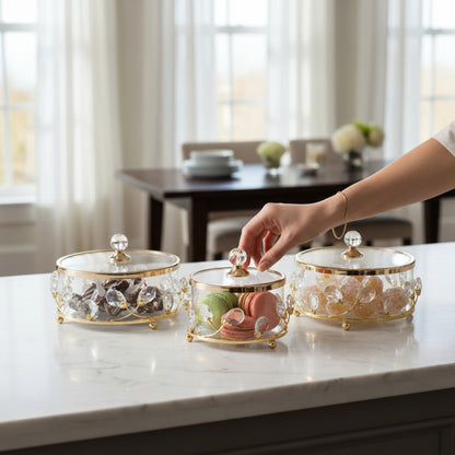 The Venice 3 Piece Cake Storage Container Set Gold