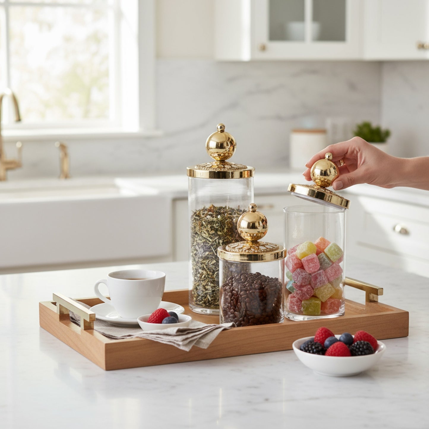 The Venice 3 Piece Canister Set Gold