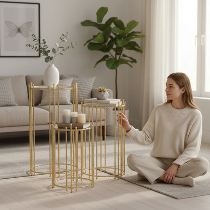 The Venice 3 Piece Coffee Table Set Gold