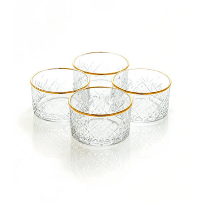 Pasabahce Timeless 255ml Gold Rim Bowl Set of 4