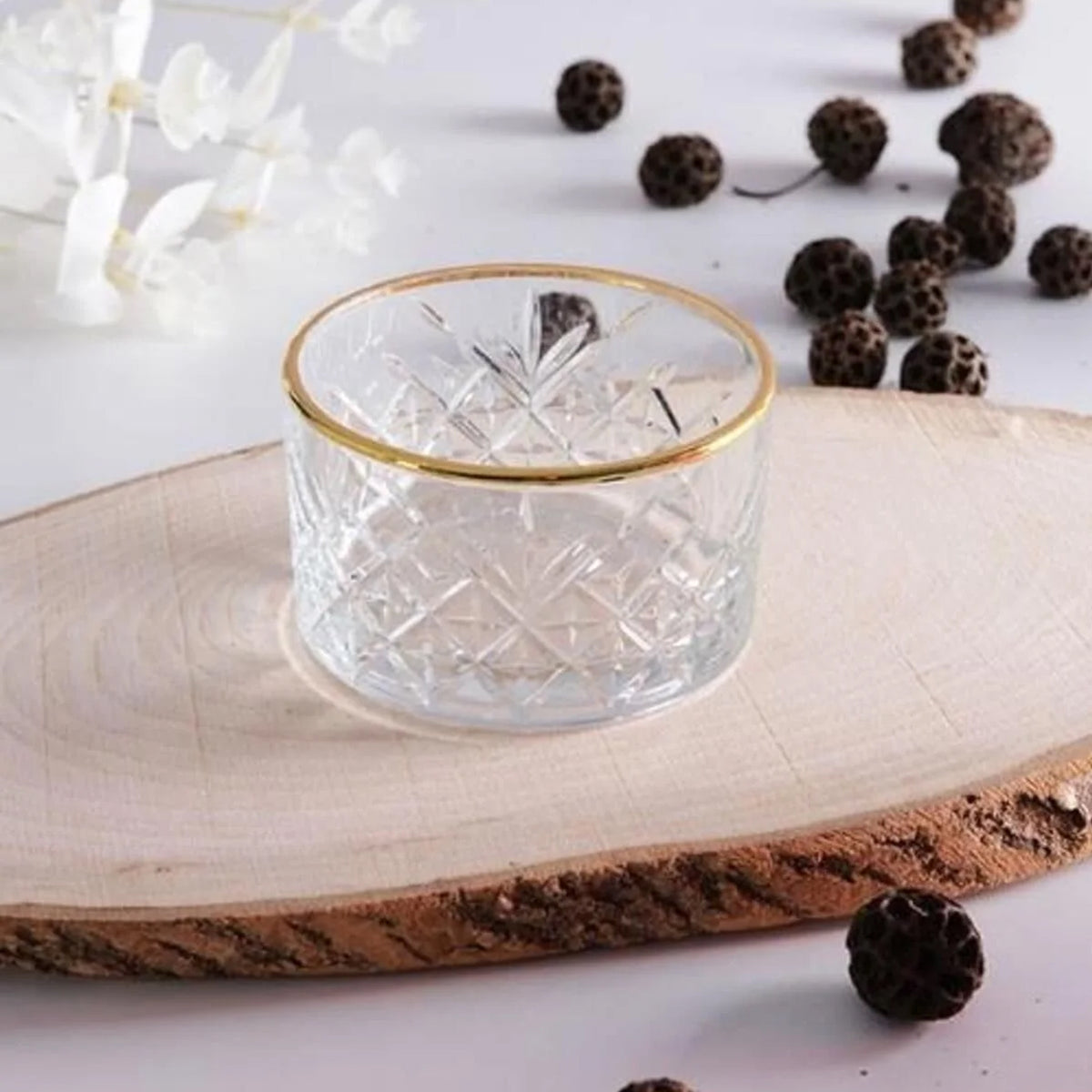 Pasabahce Timeless 255ml Gold Rim Bowl Set of 4