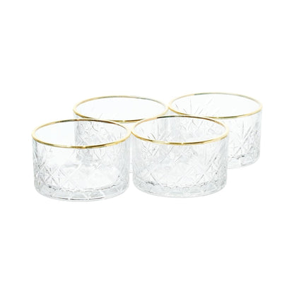 Pasabahce Timeless 255ml Gold Rim Bowl Set of 4