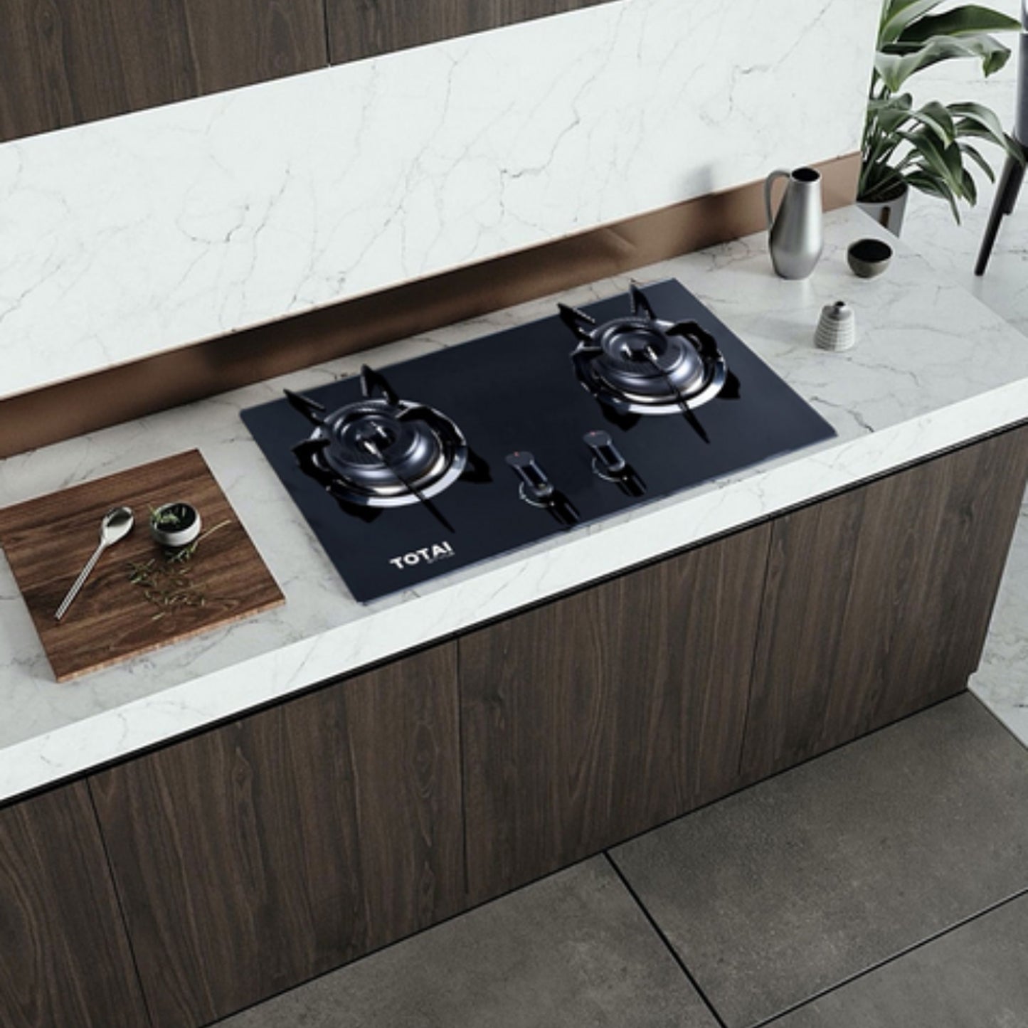 Totai 2 Plate Glass Gas Burner Black