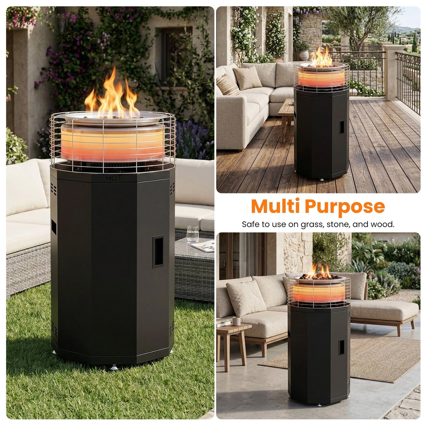 Totai Compact Radiant Flame Outdoor Heater Black