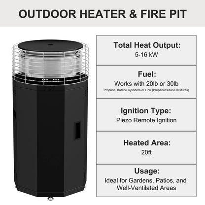 Totai Compact Radiant Flame Outdoor Heater Black