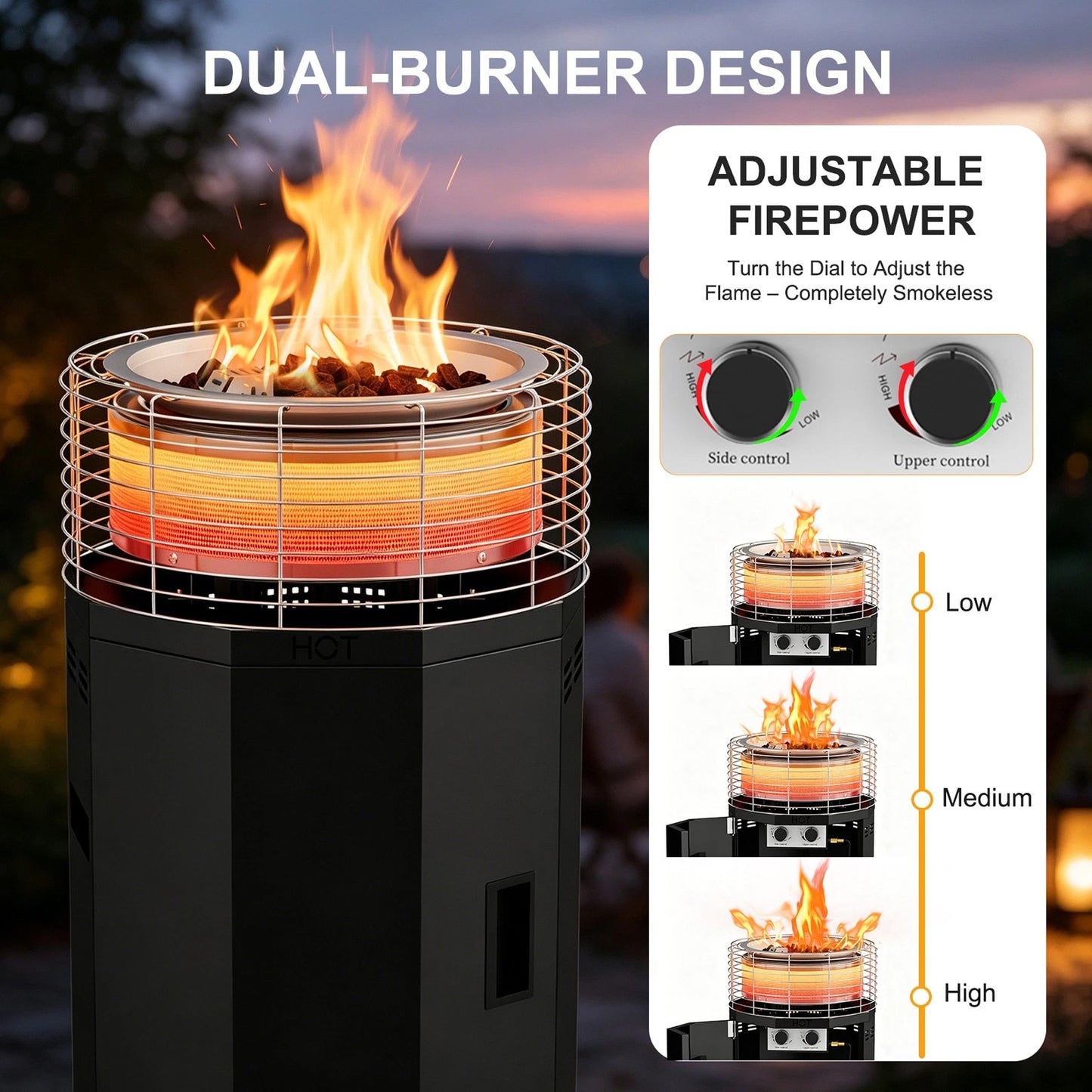 Totai Compact Radiant Flame Outdoor Heater Black