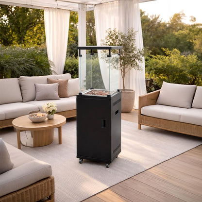 Totai Modern Glass Flame Outdoor Patio Heater Black