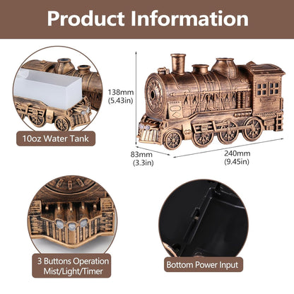 Train Humidifier with 300ml Essential Oil Diffuser Gold