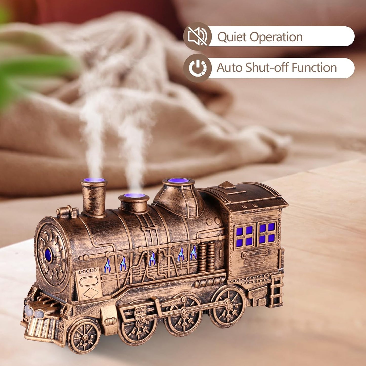 Train Humidifier with 300ml Essential Oil Diffuser Gold