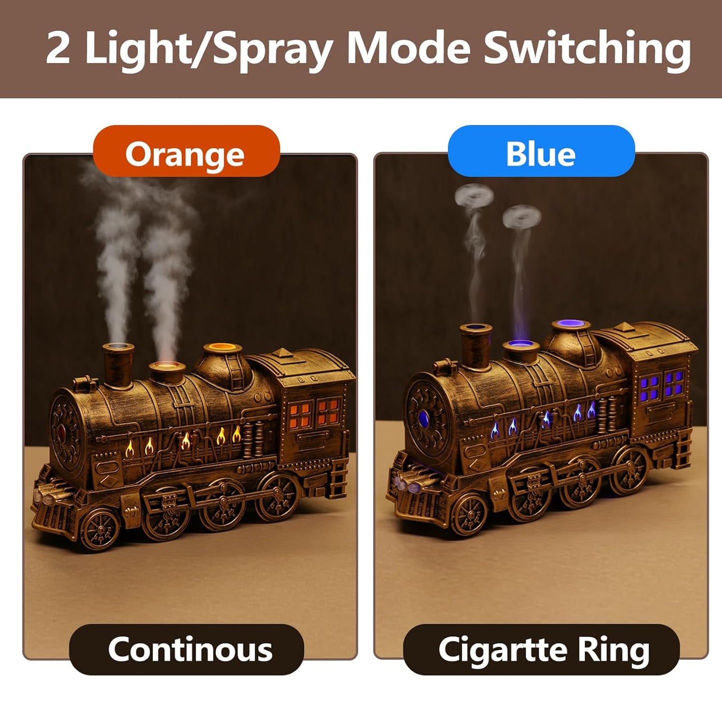 Train Humidifier with 300ml Essential Oil Diffuser Gold