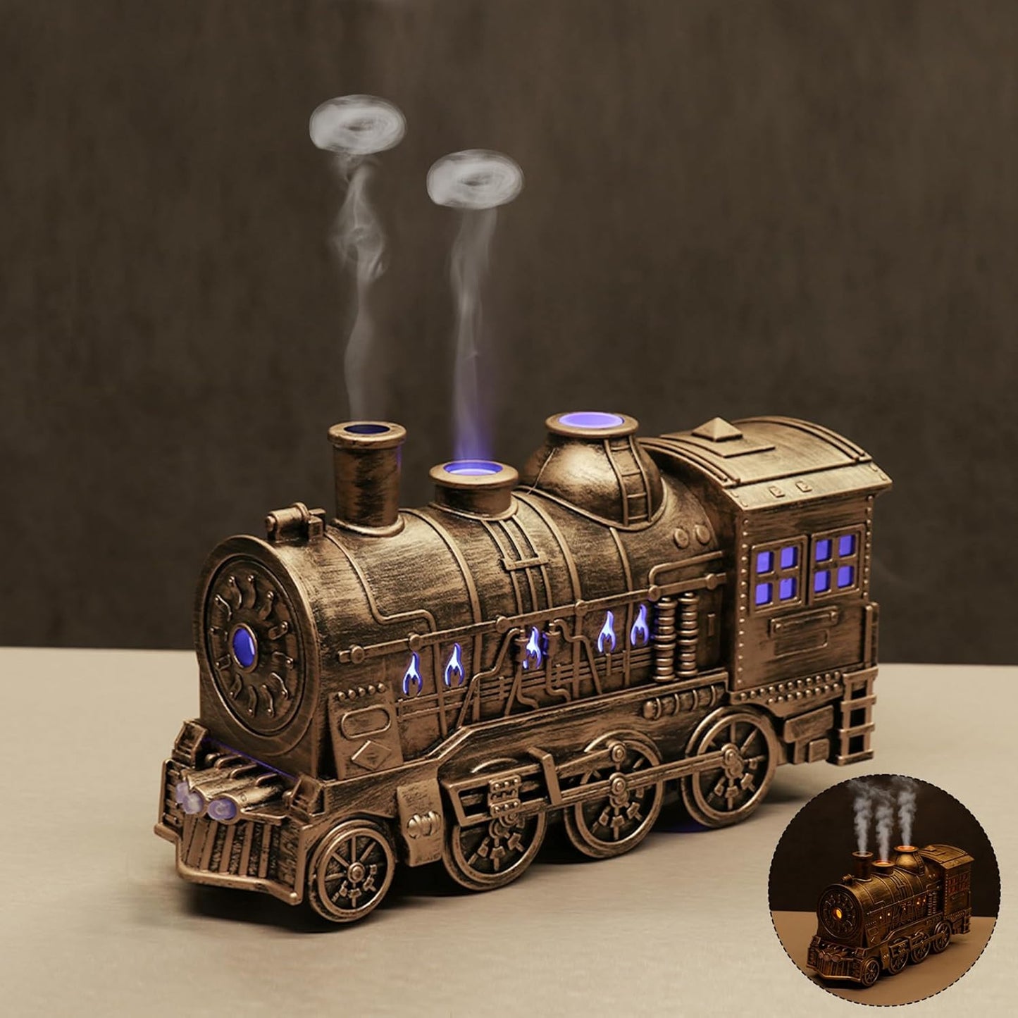 Train Humidifier with 300ml Essential Oil Diffuser Gold