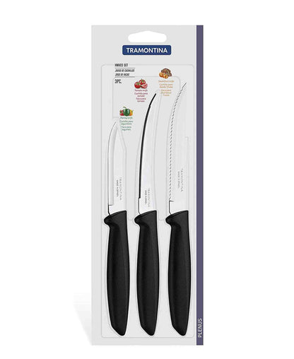 Tramontina 3 Piece Plenus Knives Set - Black