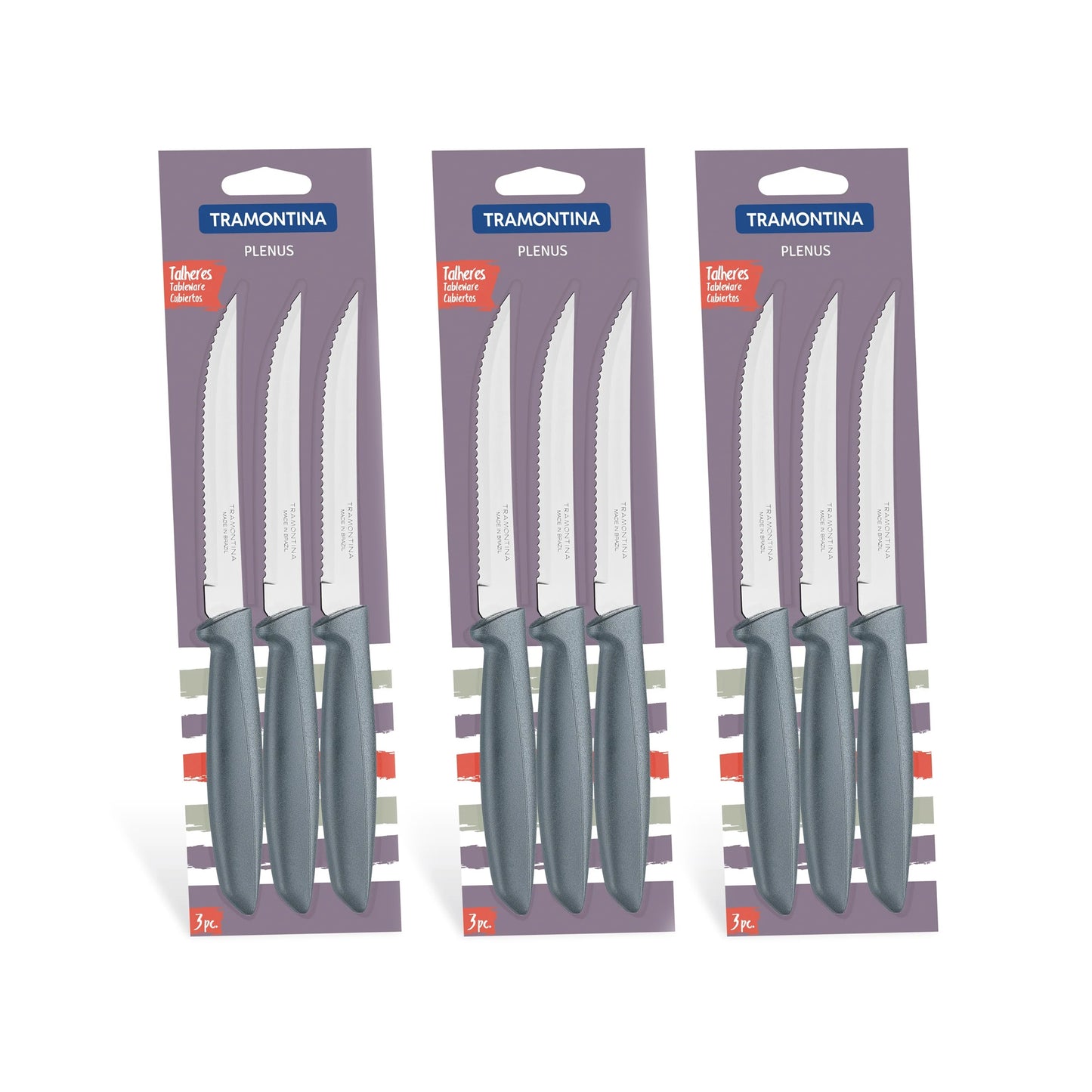 Tramontina 3 x 3 Piece Steak Knife Set Black