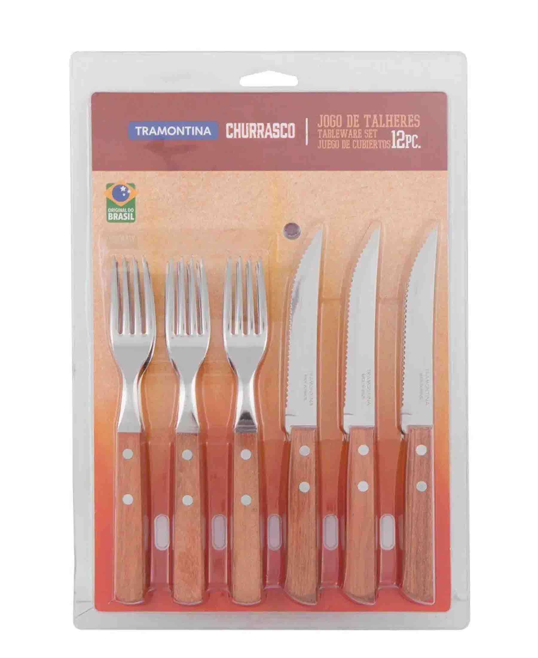 Tramontina 12 Piece Barbecue Cutlery Set - Brown