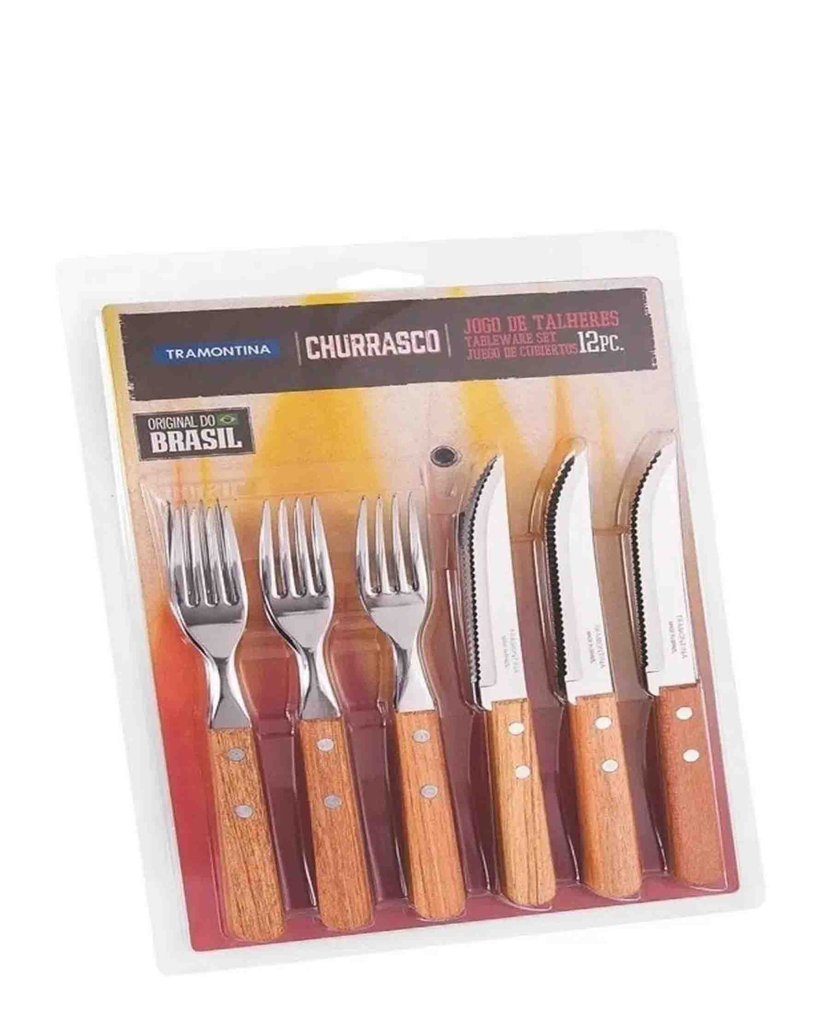 Tramontina 12 Piece Barbecue Cutlery Set - Brown