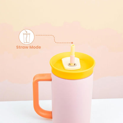 1.2Lt Flask With Handle & Straw Pink