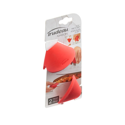 Trudeau 2 Piece 3-In-1 Silicone Pinch Grips Set Red