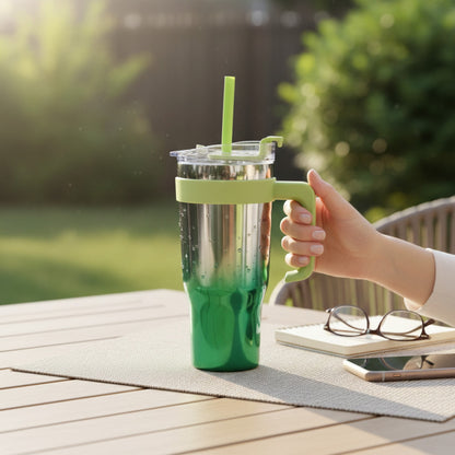 1.2Lt Shiny Stainless Steel Flask Green