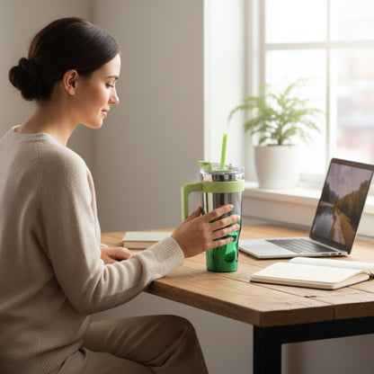 1.2Lt Shiny Stainless Steel Flask Green