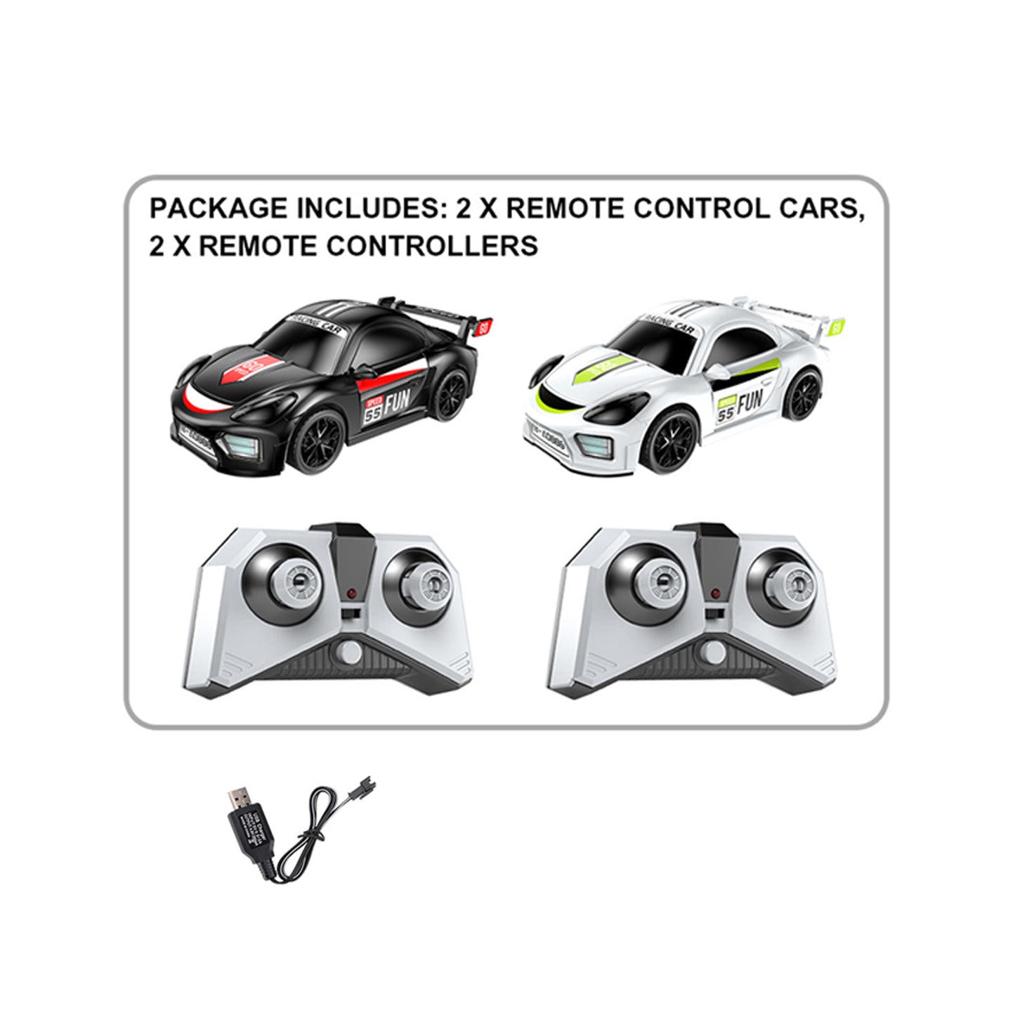 2 Player RC Car Set Black & White