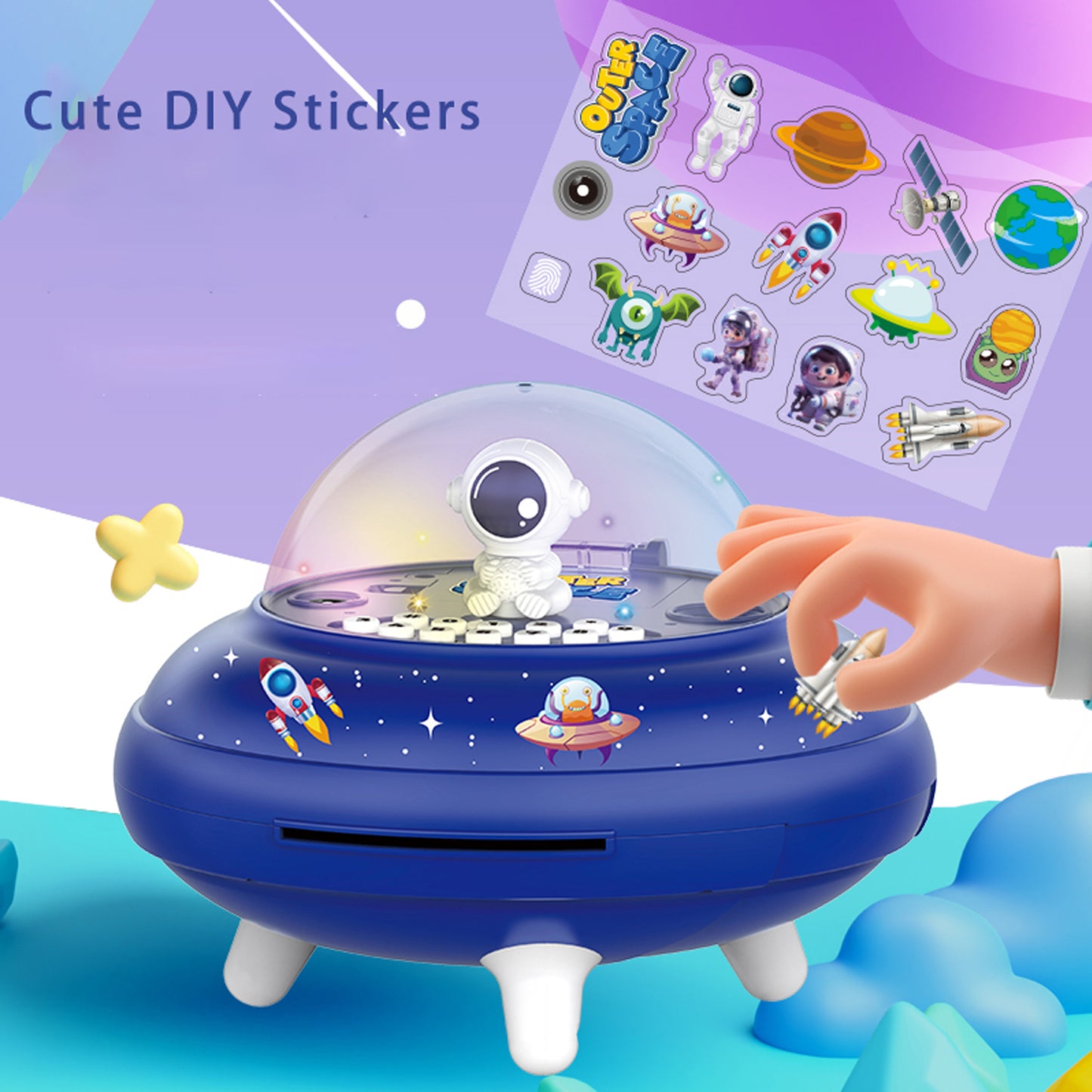 UFO Design Kids Money Bank Blue