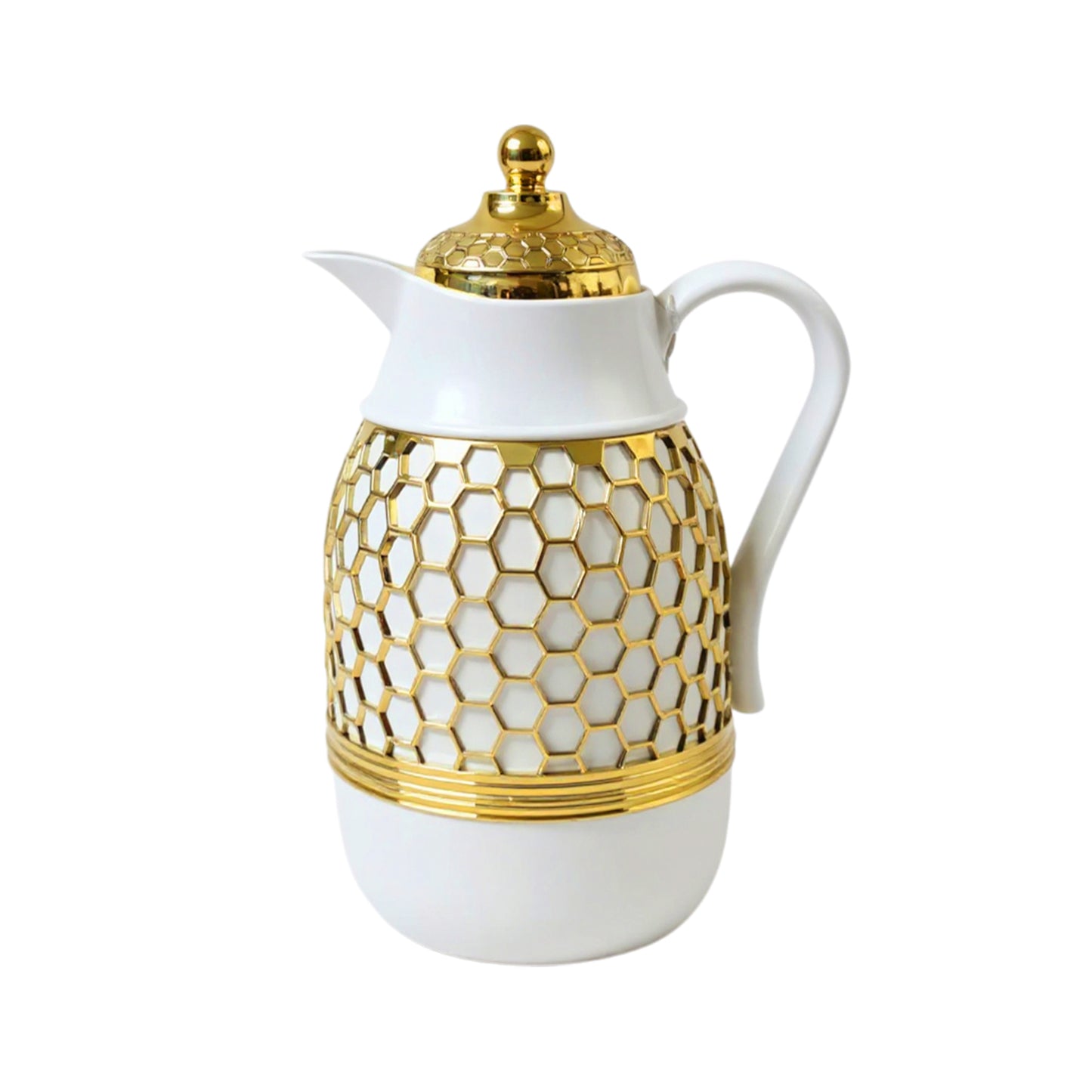 Kitchen Life Arabic Style 1Lt Vacuum Flask White & Gold