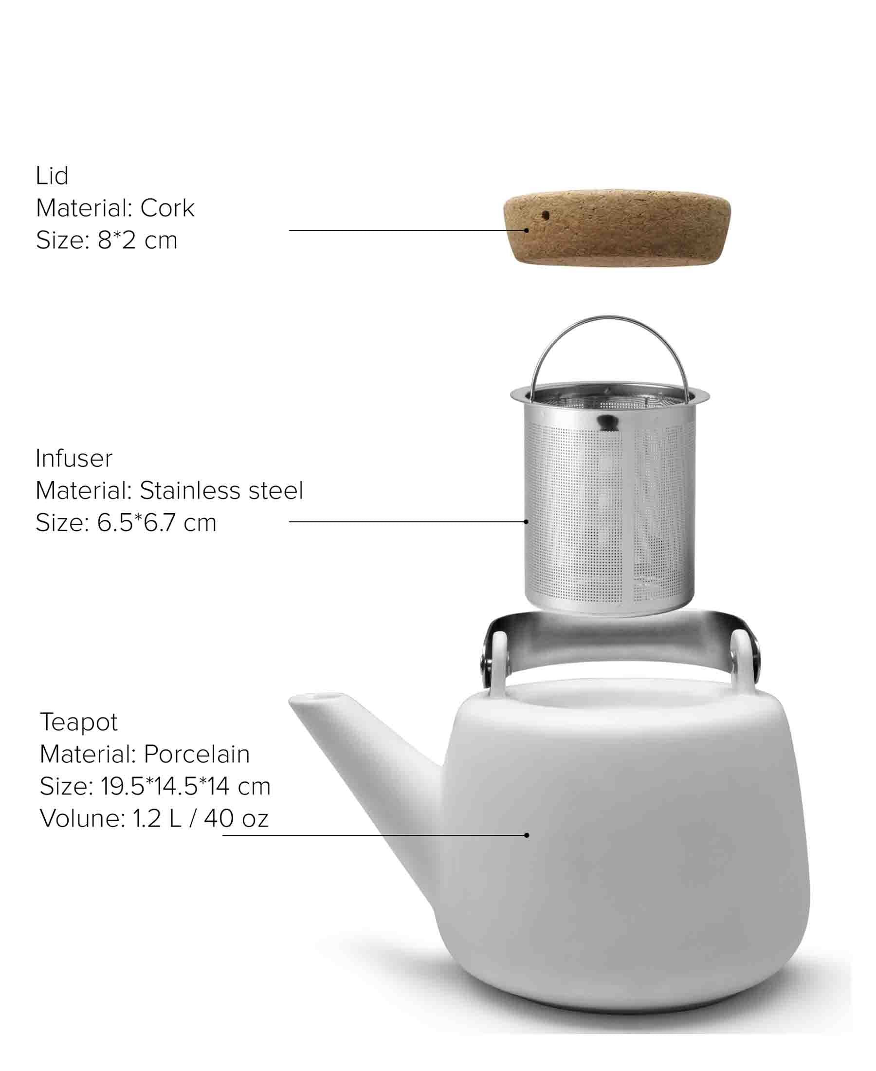 Viva Nicola 1.2l Infuser Teapot - White
