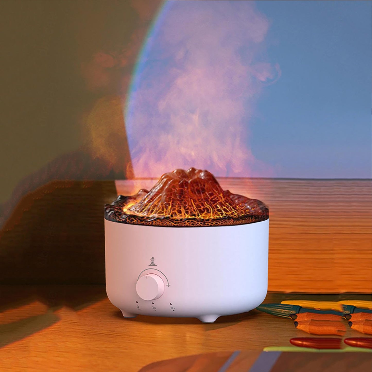 Remote Control 560ml Volcano Humidifier White