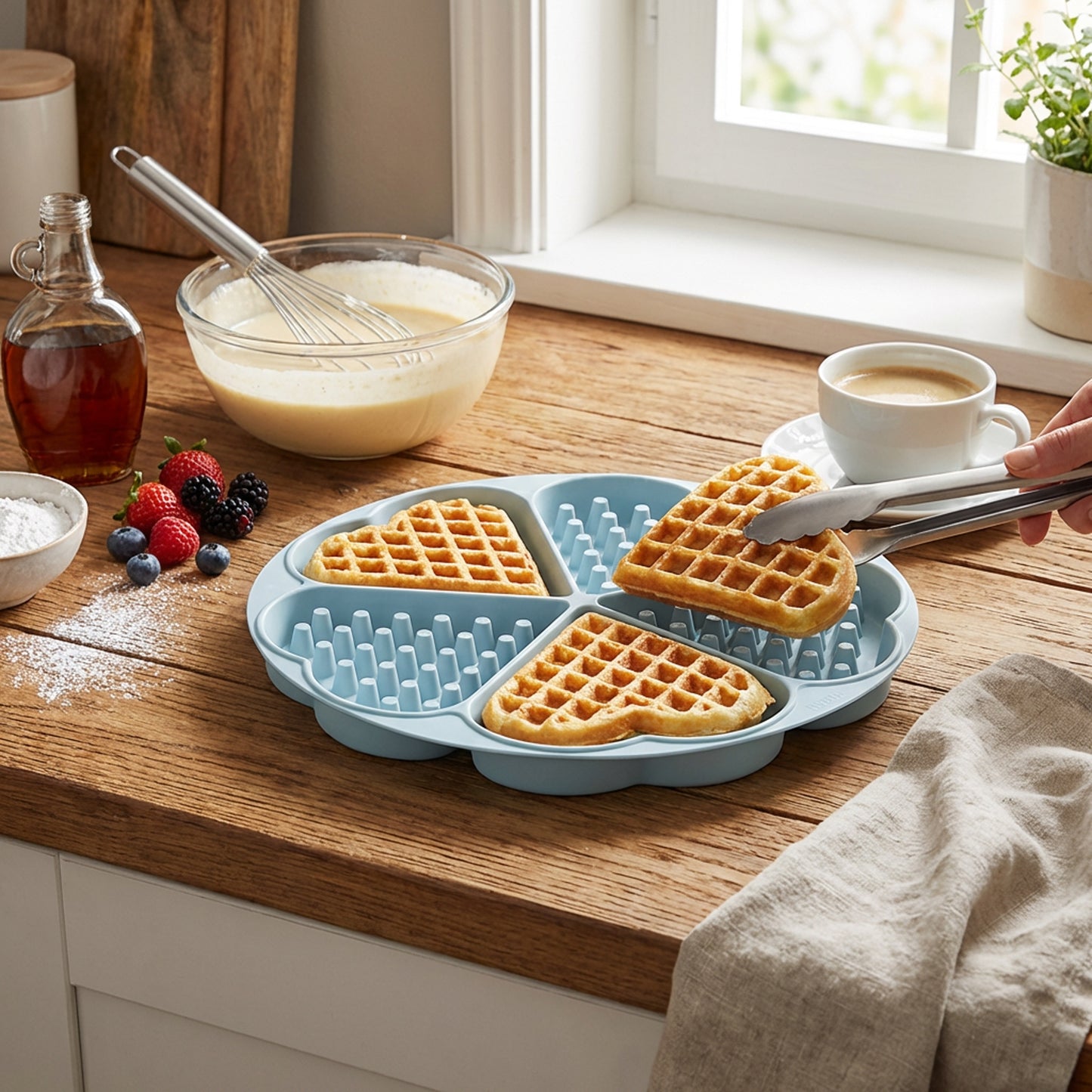 Silicone Waffle Mould Blue