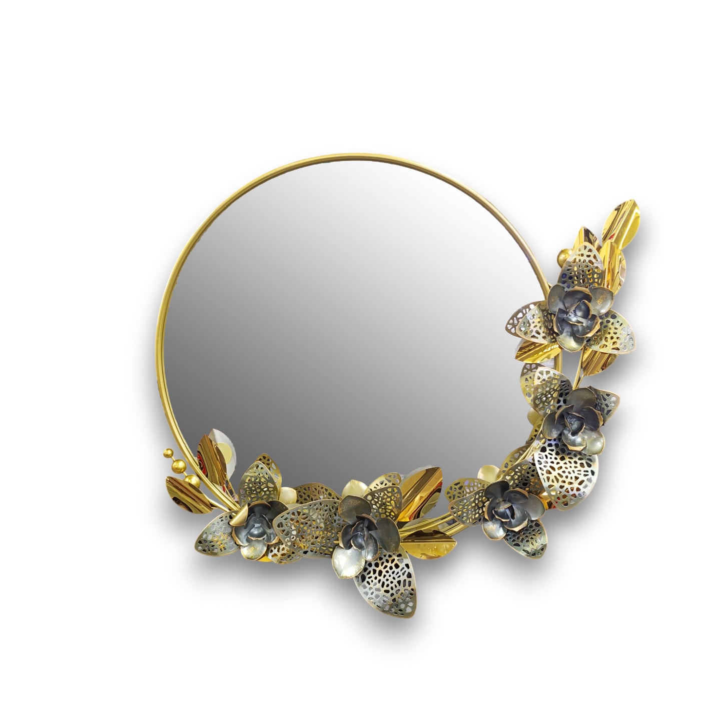 Urban Decor Mirror Flower Wall Decoration Gold & Grey